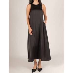 NEW BEFORE YOU COLLECTION satin flowy maxi dress in black